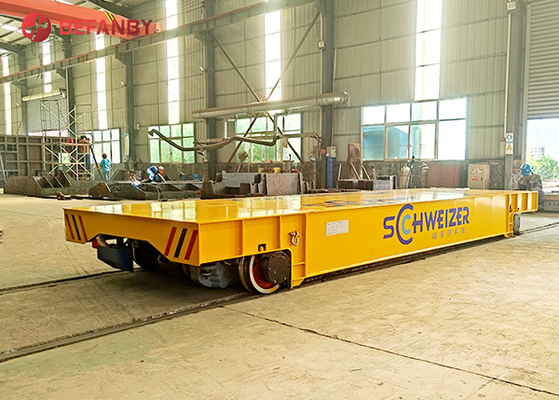 Heat Resisting Ladle Furnace Battery Operated Transfer Trolley With Turning On Rails