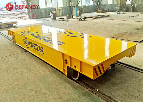 Heat Resisting Ladle Furnace Battery Operated Transfer Trolley With Turning On Rails